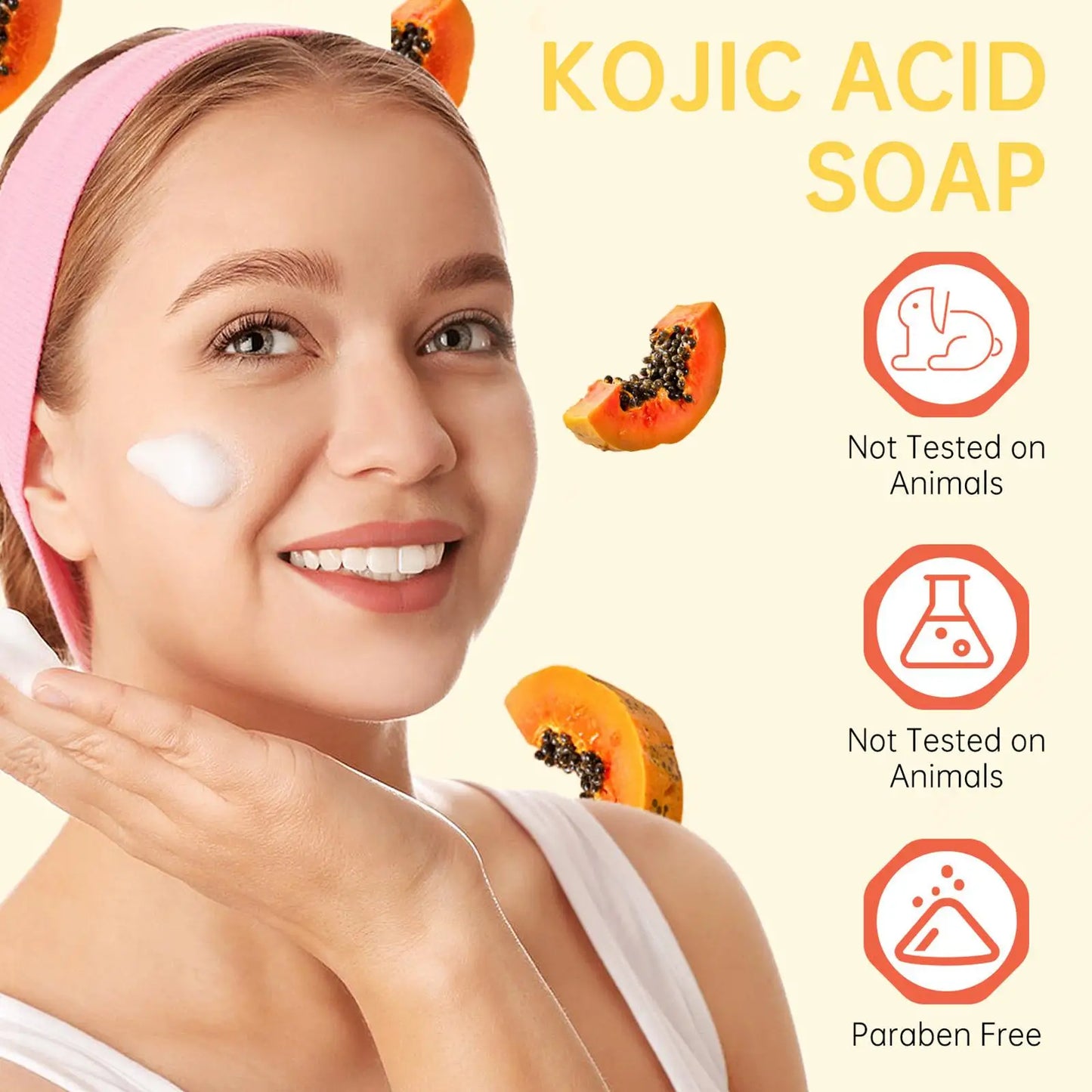 100g Papaya Kojic Acid Soap Deep Cleansing Softening Cuticles Lightening Acne Brightening Skin Tone