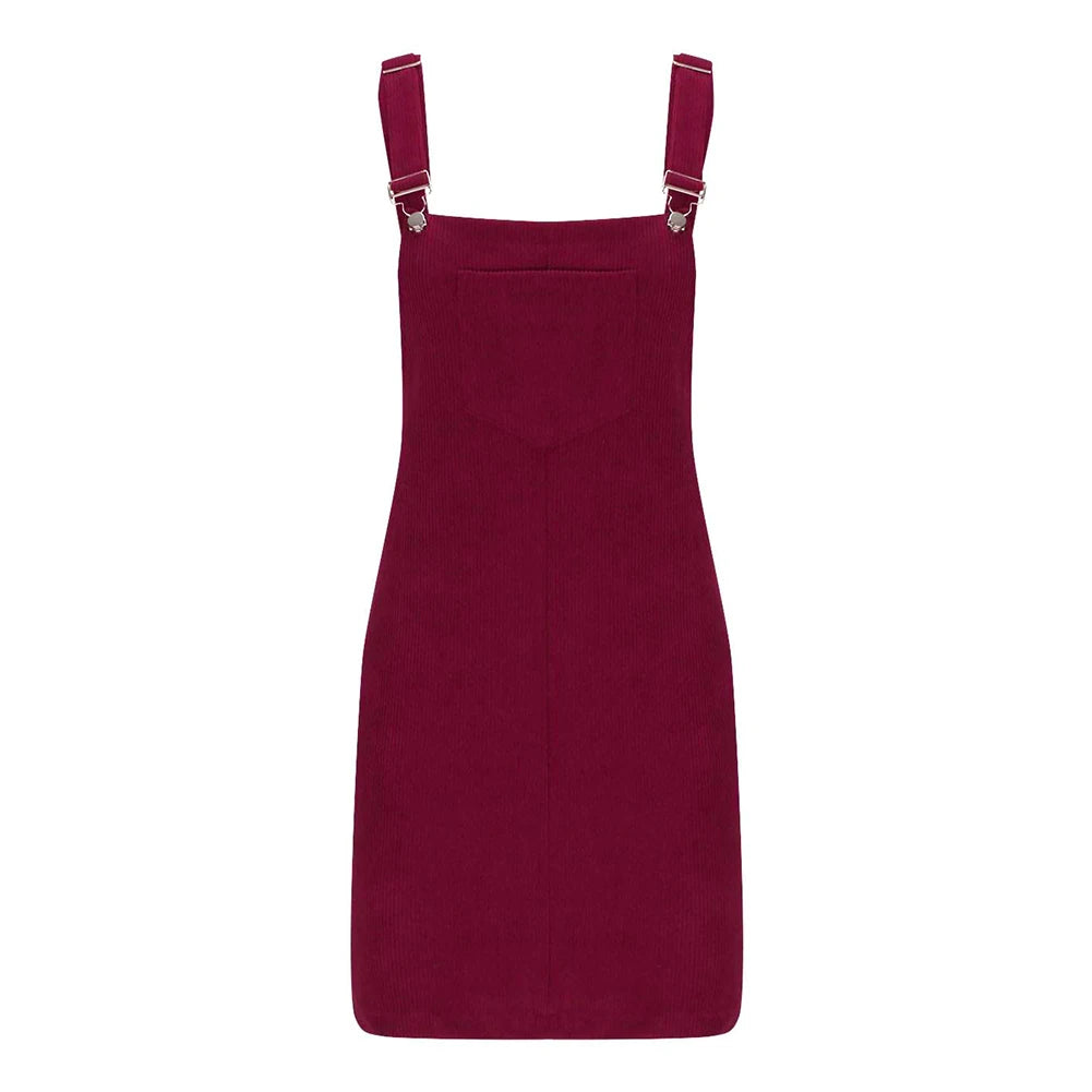 Mini Dress A Line Cute Jumper Dress &Pockets For Teenager Adjustable Shoulder by DERILUJA LLC