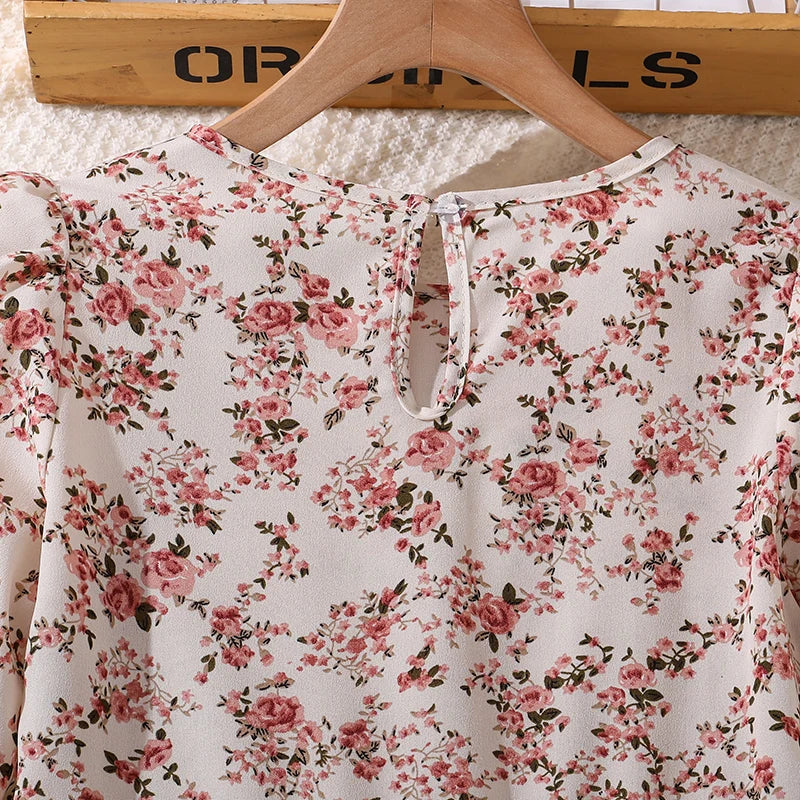 Kids Casual Dress for Girls 2026 New Spring Autumn Teenager Full Printing Long-Sleeved Dress Princess Dress Kids Daily Clothes
