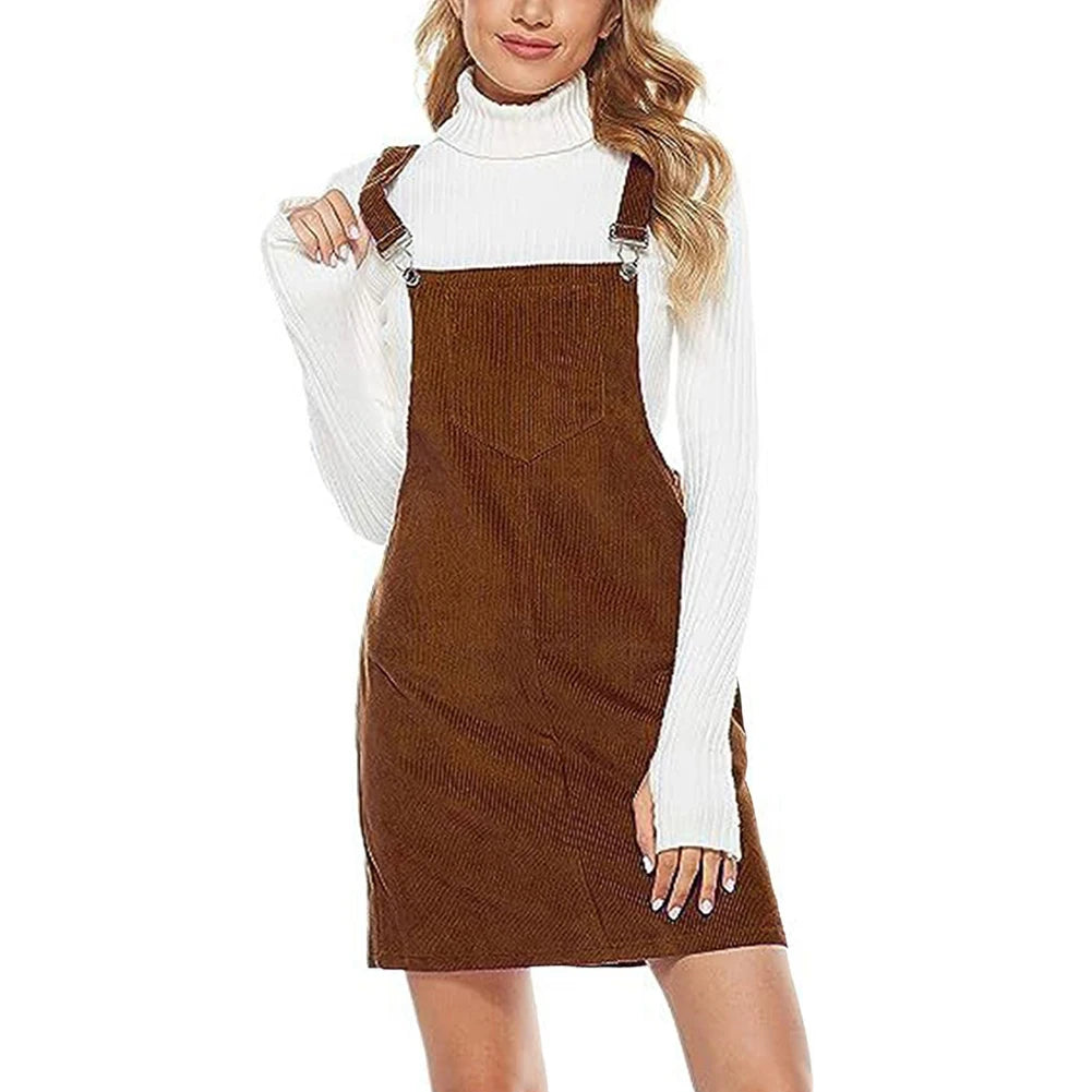 Mini Dress A Line Cute Jumper Dress &Pockets For Teenager Adjustable Shoulder by DERILUJA LLC