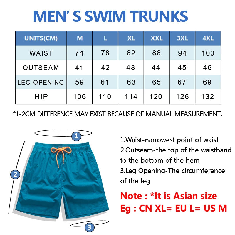 Summer Swim Pants Male Athletic Running Gym Quick Dry Swimsuit Size 4XL by DERILUJA LLC