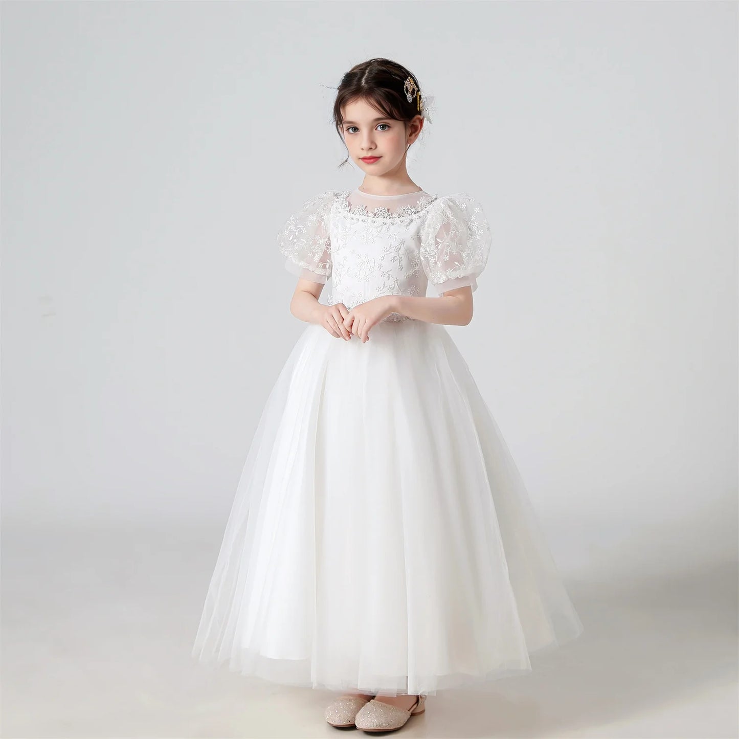 Girl Flower Dress Lace Embroidered Wedding Princess Dress Host Performance Costume Gown Christmas Party Evening Dresses by DERILUJA LLC