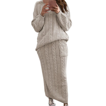 Autumn Winter Women Knitted 2 Pieces Set Gs