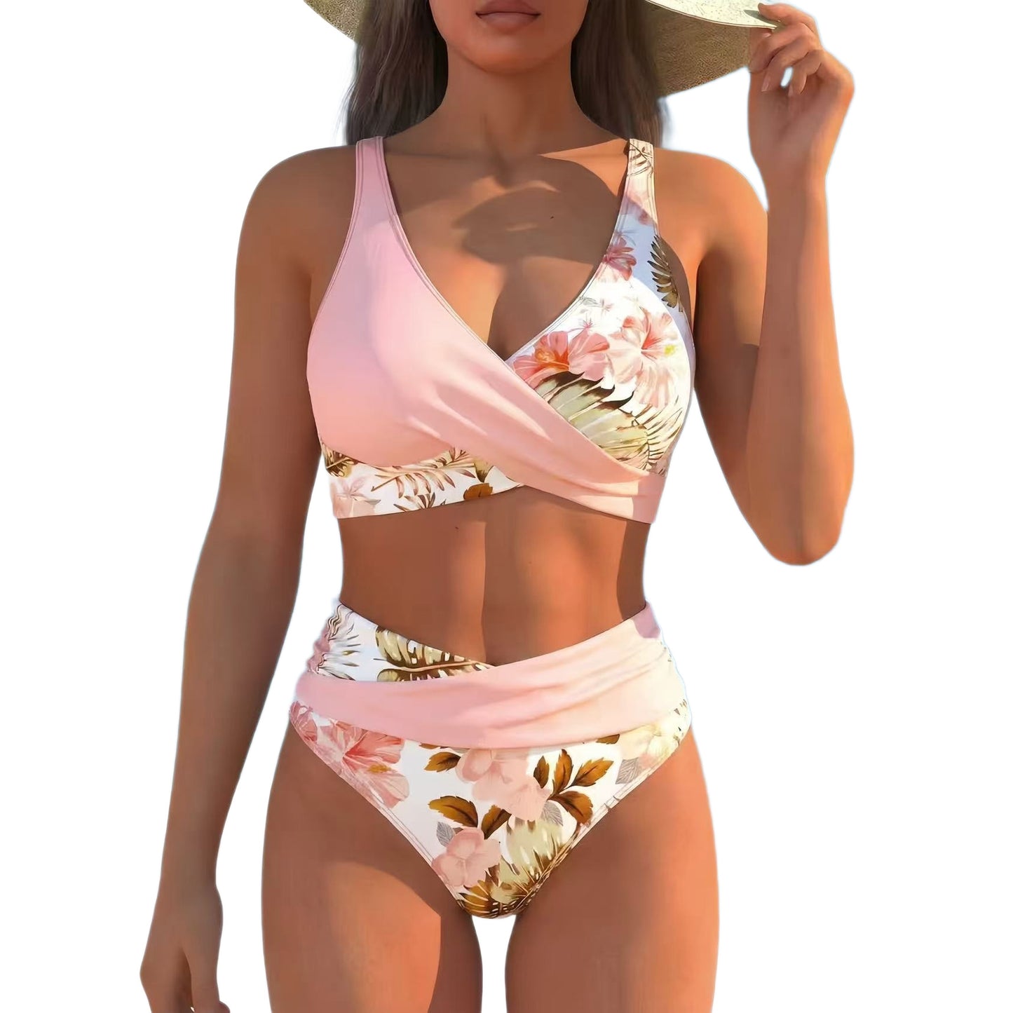 Women's Floral Print Bikini Casual Set by DERILUJA LLC