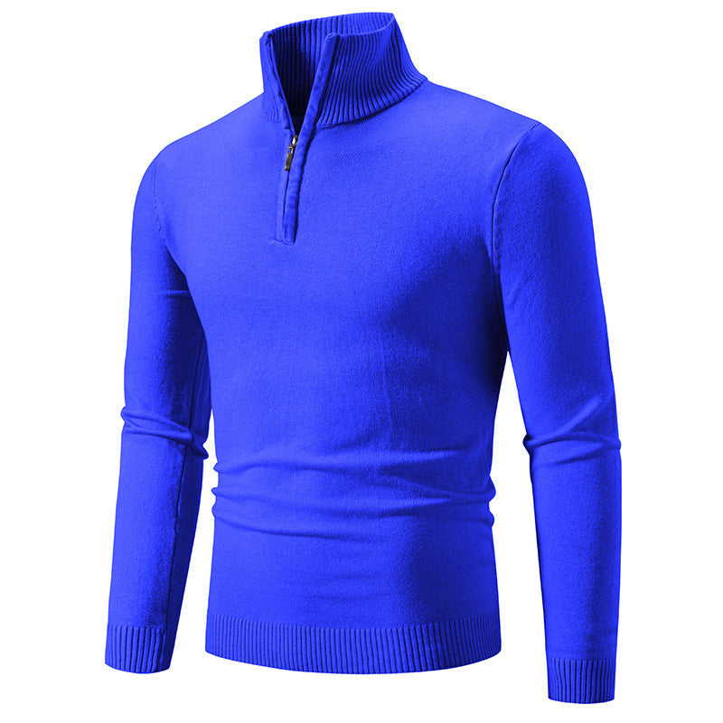 Zip-up Turtleneck Pullover Men's Long Sleeved Sweater by My Store
