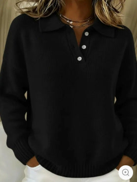Button Sweater Women's Loose Soft Lapel Long Sleeve Tops Casual Knitwear Top For Daily Clothing by DERILUJA LLC
