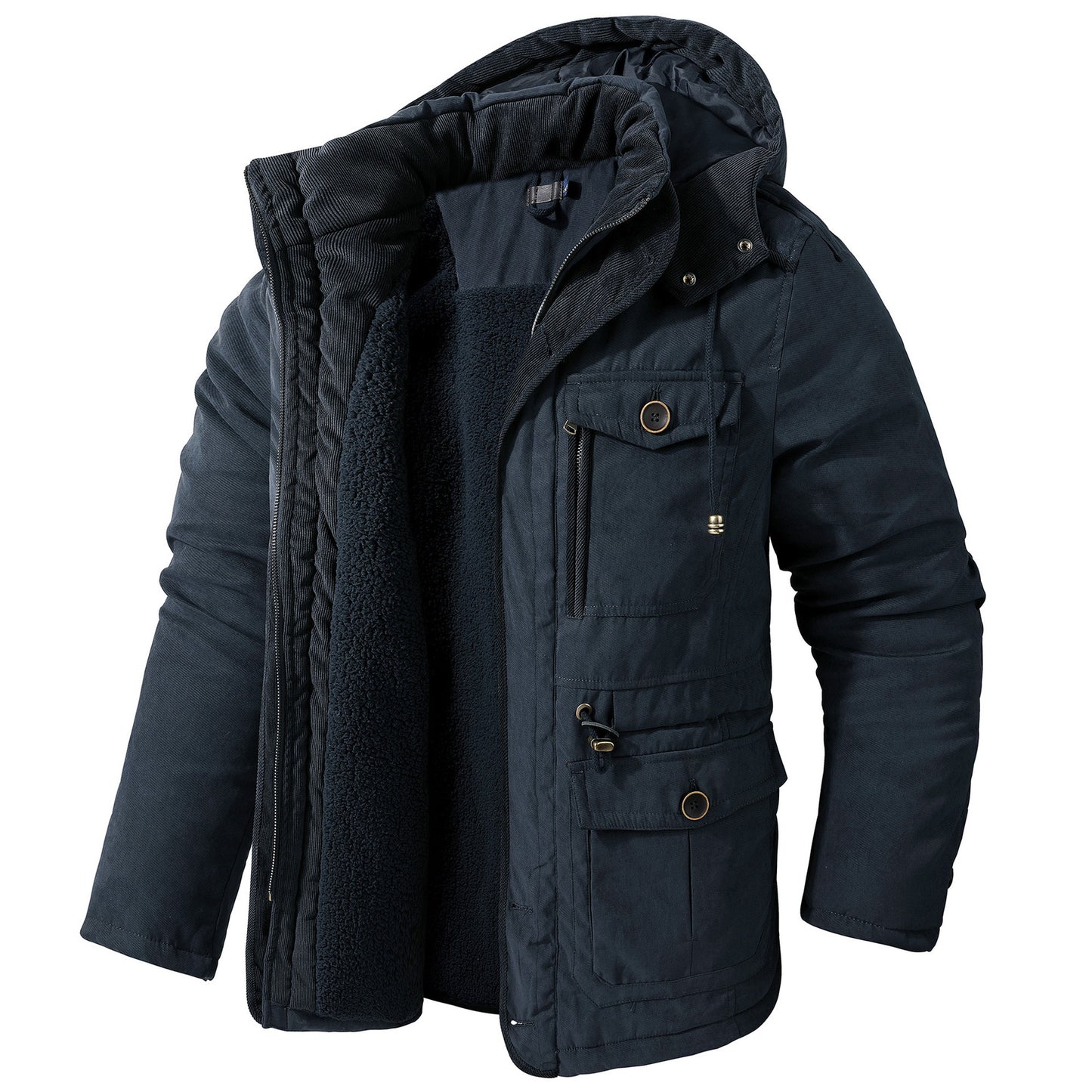 Men's Plus Size Lambswool Hooded Cotton Jacket by My Store
