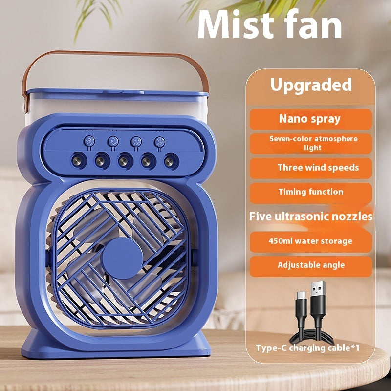 3 In 1 Portable Air Conditioner Evaporative Air Cooler LED Night Lights 3 Speeds Humidifier Fan For Home Office by DERILUJA LLC