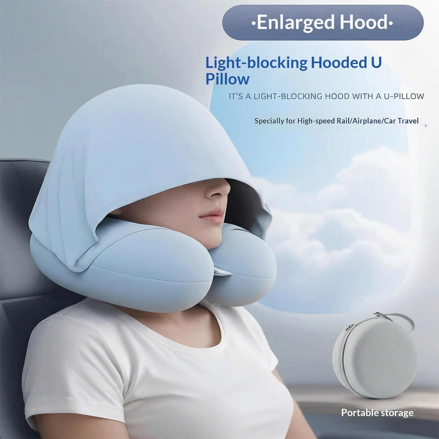Cross-border Memory Foam Hooded U-Shape Neck Support by DERILUJA LLC