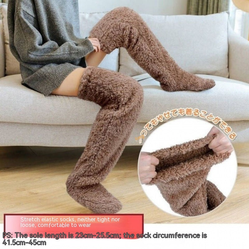 Over Knee High Fuzzy Long Socks Winter Warm Cold Leg Knee Joint Cold-proof Stockings Home Floor Sleeping Socks by My Store