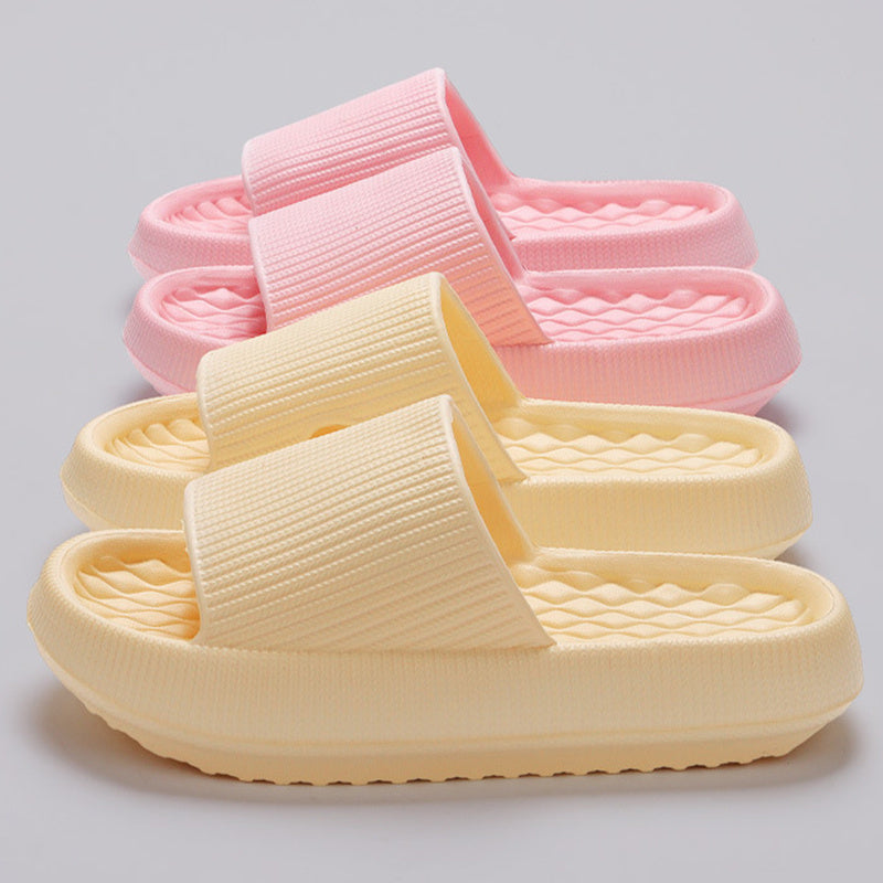 Summer EVA Slippers Solid Color Rhombus Stripe Anti-slip Slippers New Women's Home Shoes by My Store