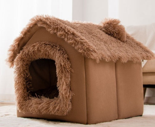 Foldable Dog House Pet Cat Bed Winter Dog Villa Sleep Kennel Removable Nest Warm Enclosed Cave Sofa Pets Supplies by Badon Shop LLC