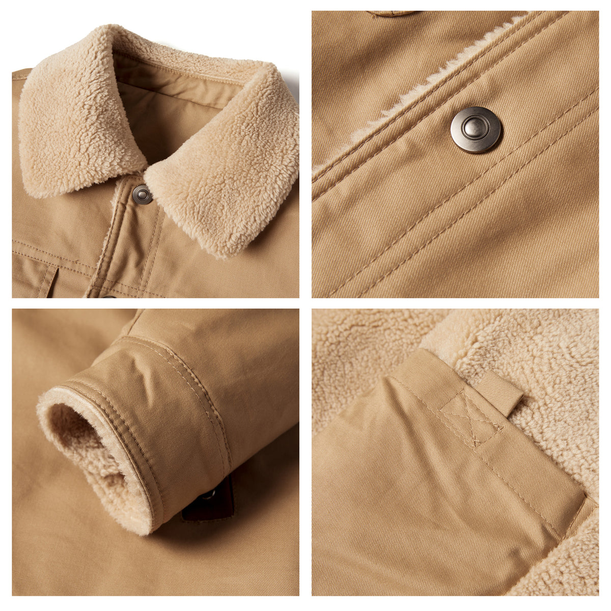 Men's Winter Jacket Lined Sherpa Jacket Warm Trucker Coat Multi Pocket by DERILUJA LLC