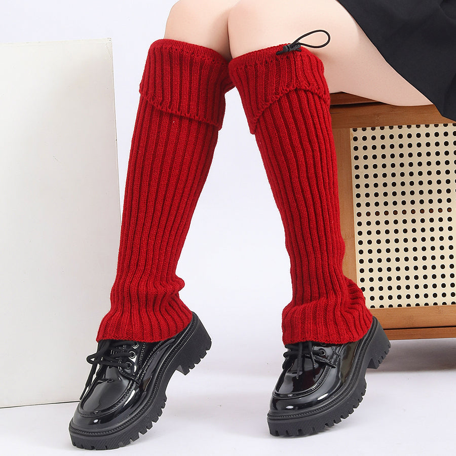 Solid Versatile Leather Strap Knitted Leg Warmer Leg Cover Leg Warmer For Daily Party by DERILUJA LLC