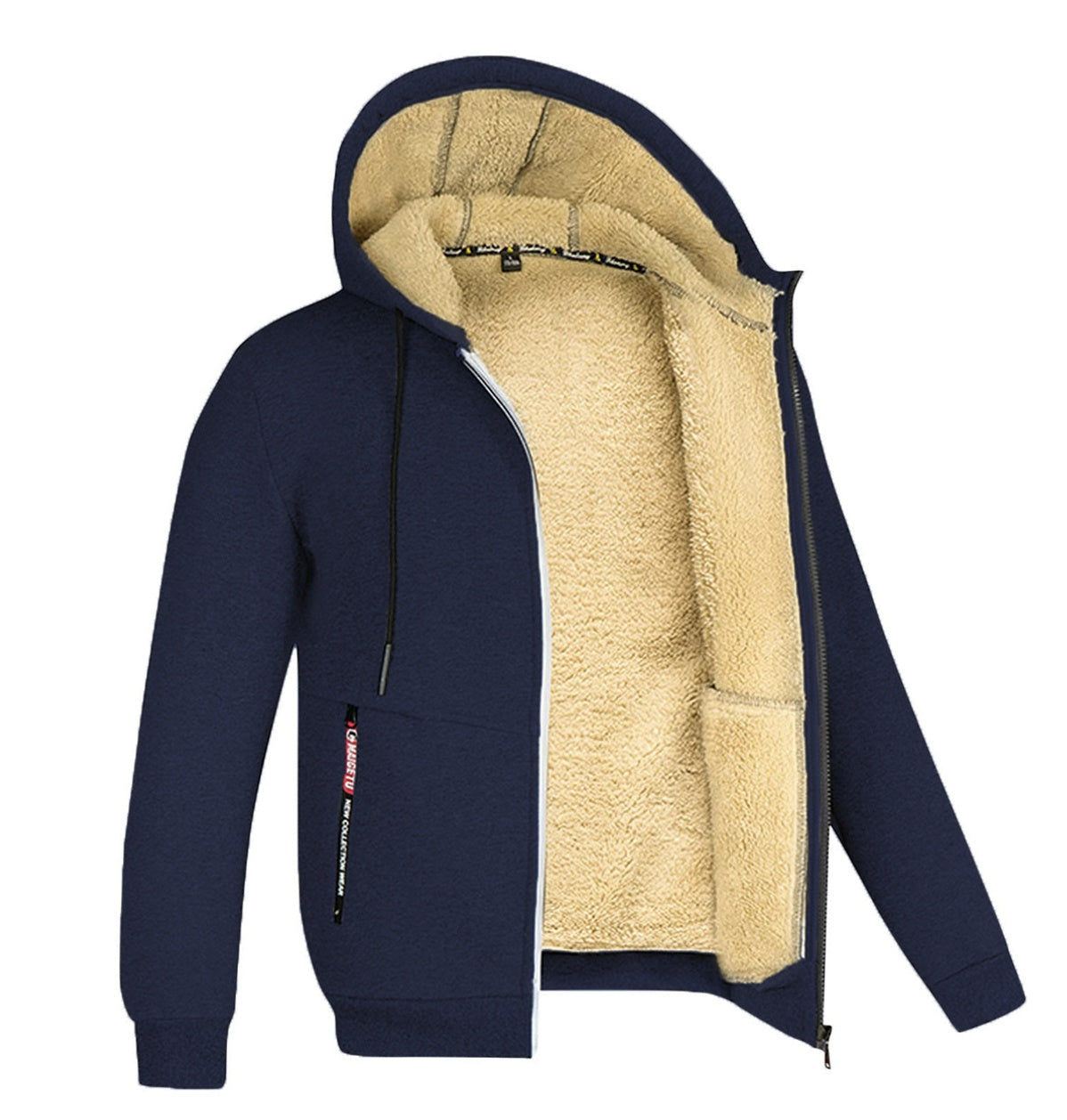 Hooded Fleece Plus Thick Lamb Fleece Cardigan Sweater by My Store
