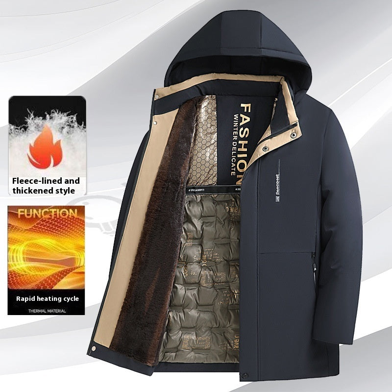 Fleece-lined Thickened Cotton-padded Coat Men's Warm Coat by My Store