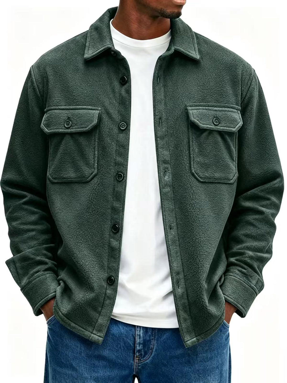 Men's Casual Loose-fit Jacket Coat by DERILUJA LLC