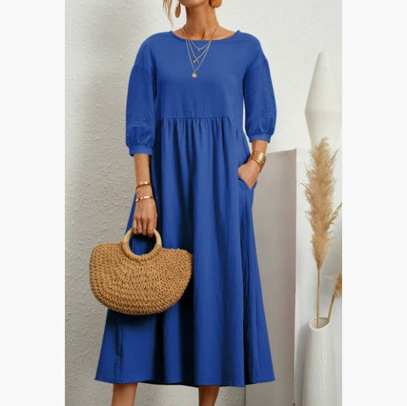 Women’s Summer A-Line Dress with Pockets by DERILUJA LLC
