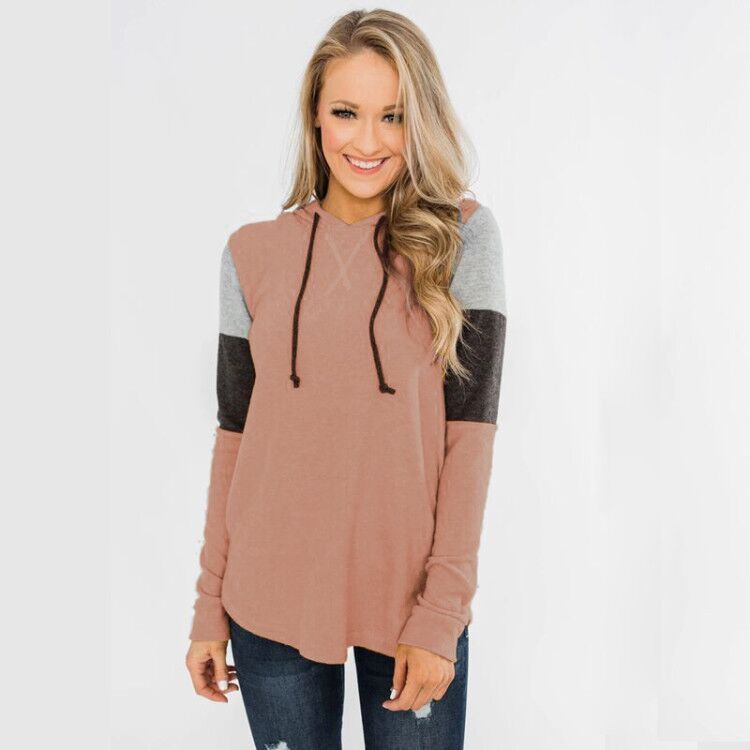 Top Loose Design Hoodie Long-sleeved Contrast Sweater by Badon Shop LLC