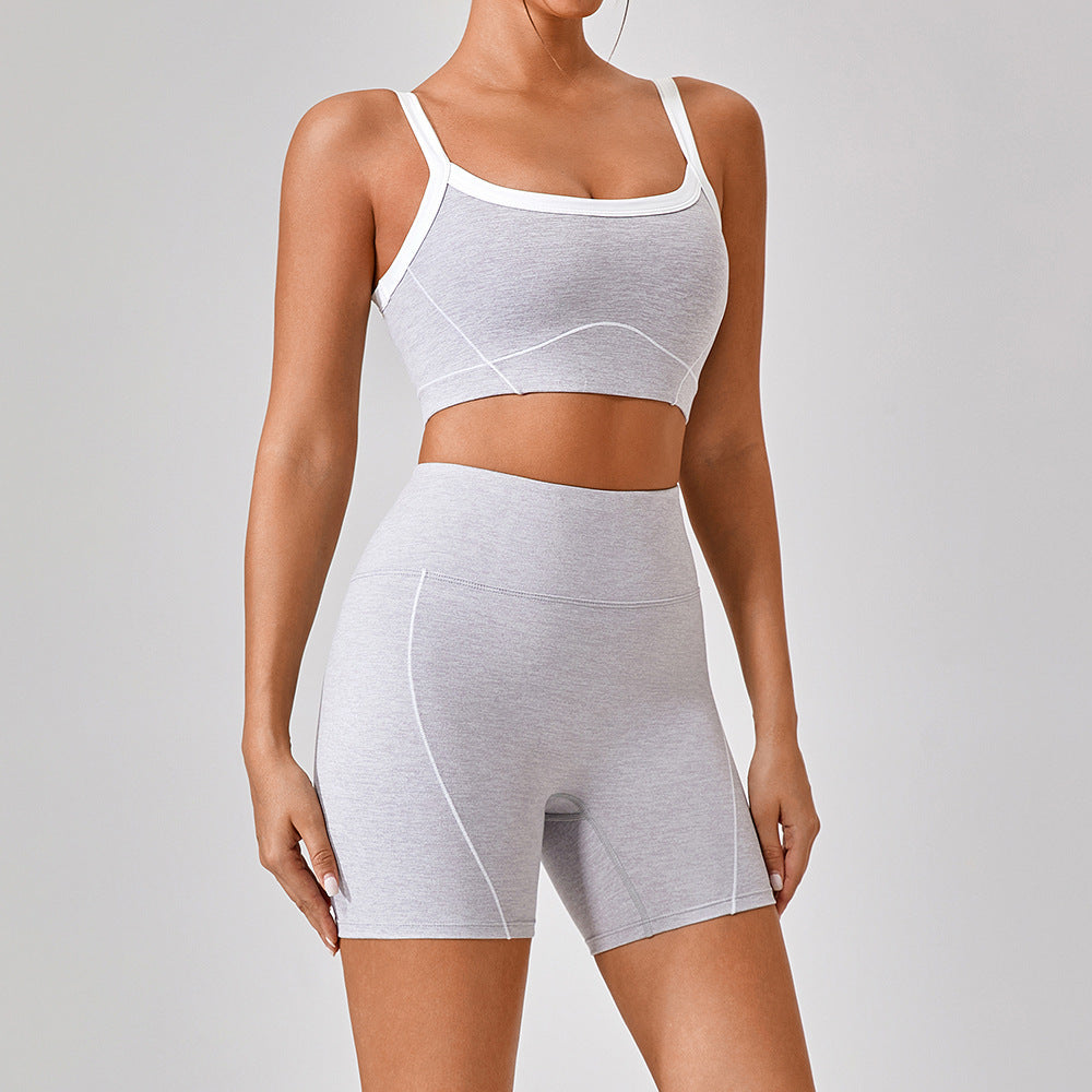 Outdoor Sports Yoga Suits Women's Spaghetti Strap Contrast Color Fitness Set Outfits by My Store