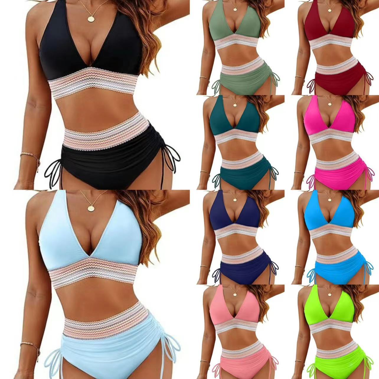 Fashion Women's High Waist Bikini Split Suit by DERILUJA LLC