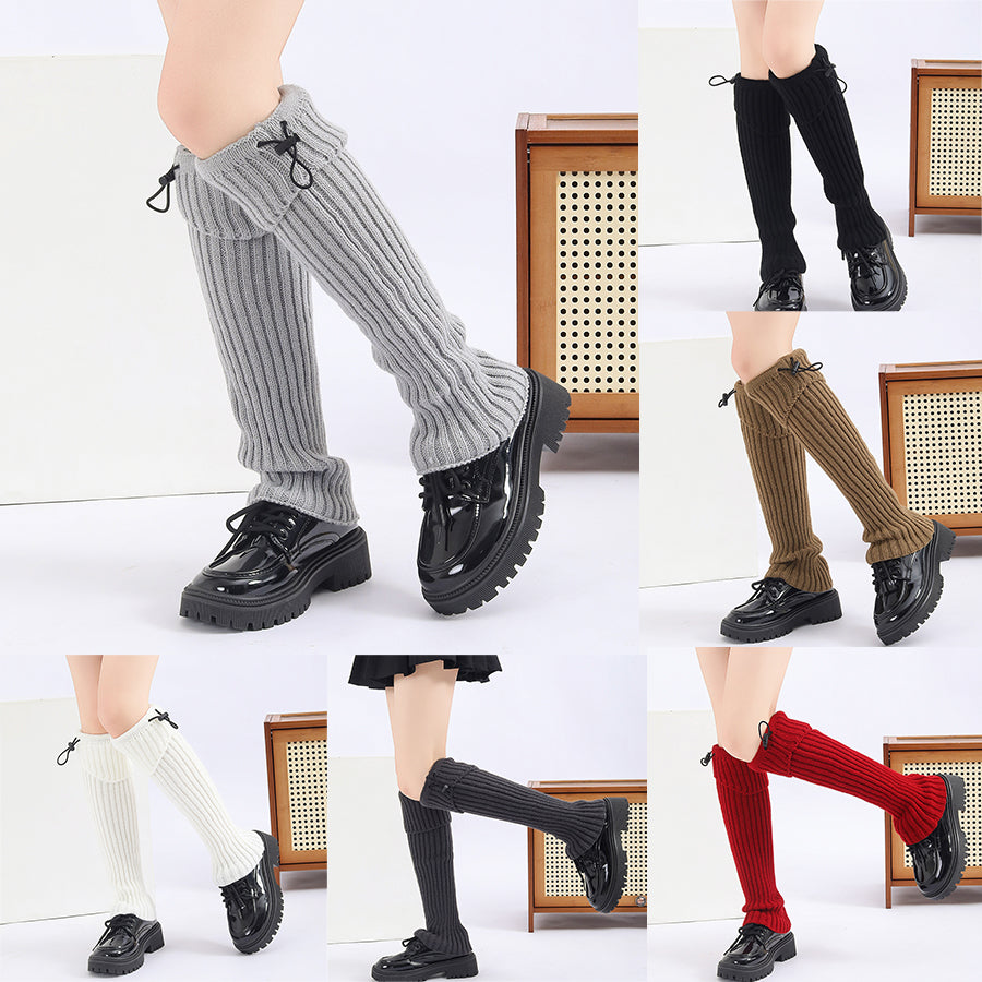 Solid Versatile Leather Strap Knitted Leg Warmer Leg Cover Leg Warmer For Daily Party by DERILUJA LLC