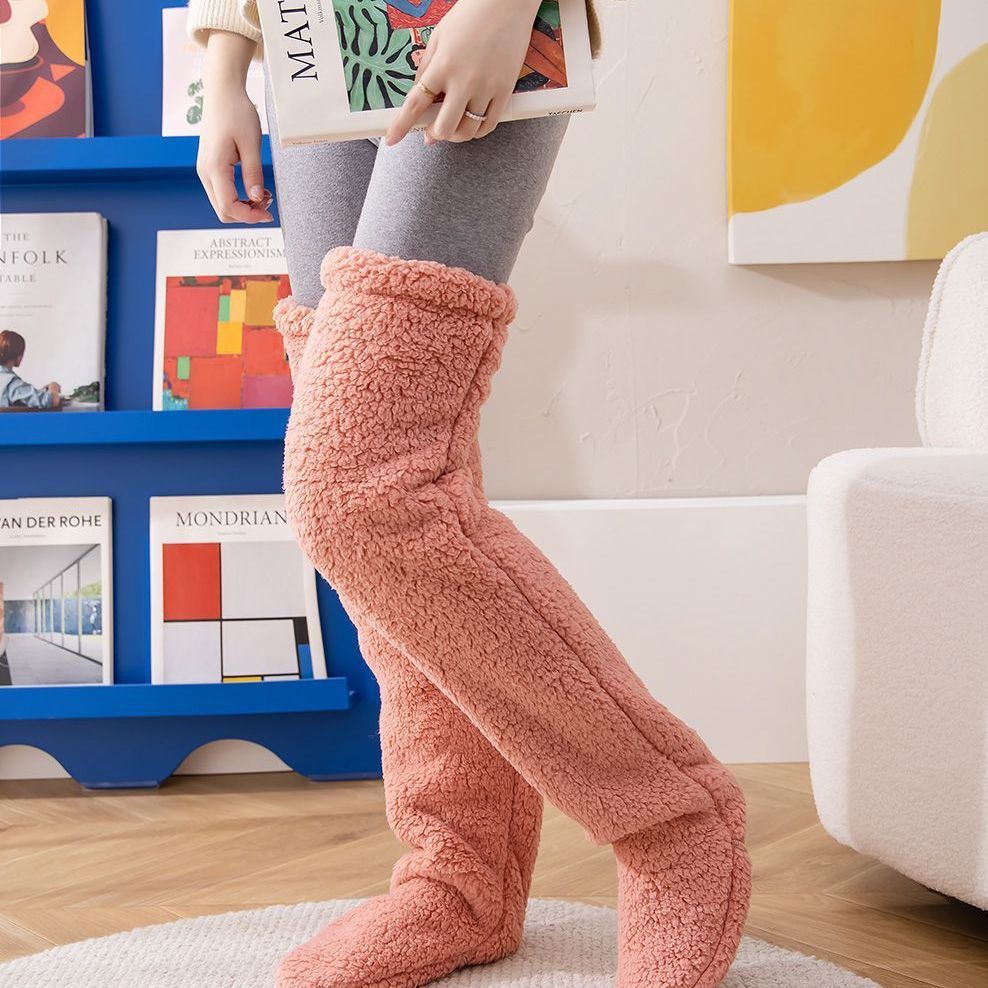 Over Knee High Fuzzy Long Socks Winter Warm Cold Leg Knee Joint Cold-proof Stockings Home Floor Sleeping Socks by My Store