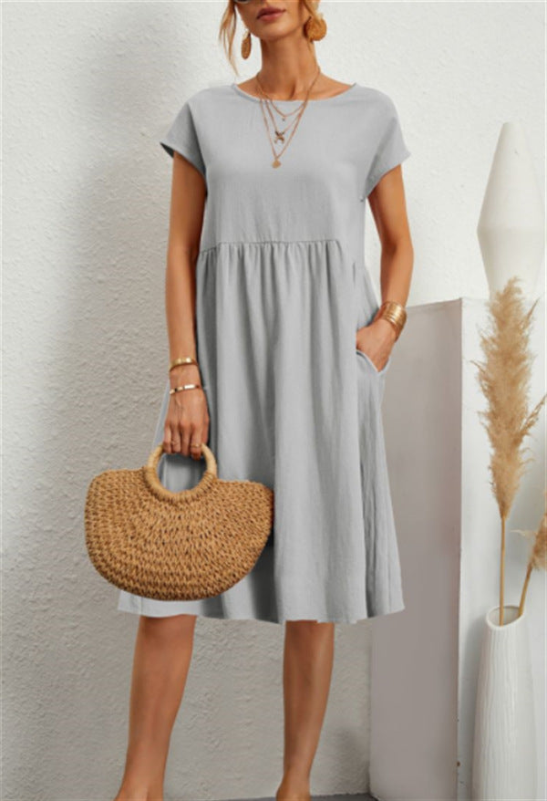 Women’s Summer A-Line Dress with Pockets by DERILUJA LLC