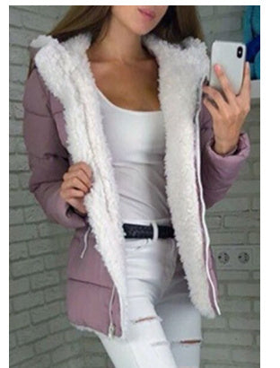 Fleece-lined Cardigan Hooded Coat Cotton-padded Jacket by My Store