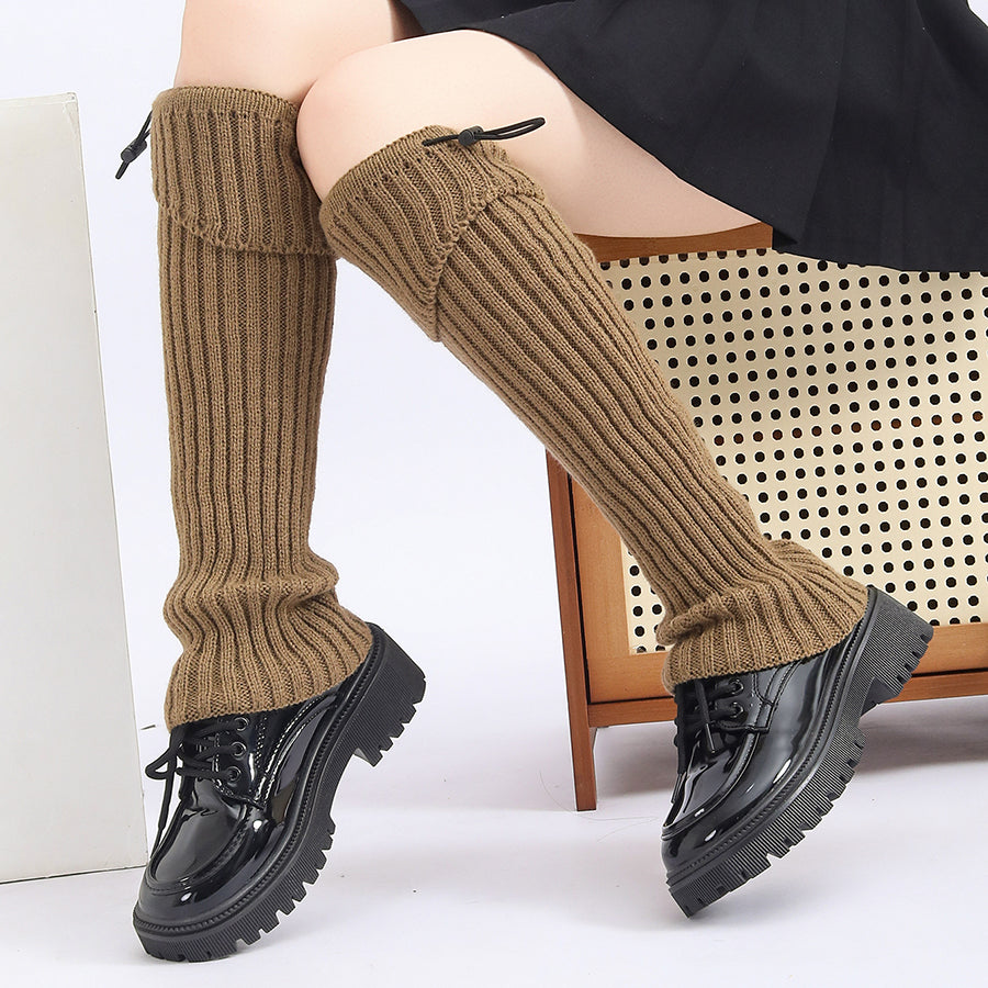 Solid Versatile Leather Strap Knitted Leg Warmer Leg Cover Leg Warmer For Daily Party by DERILUJA LLC