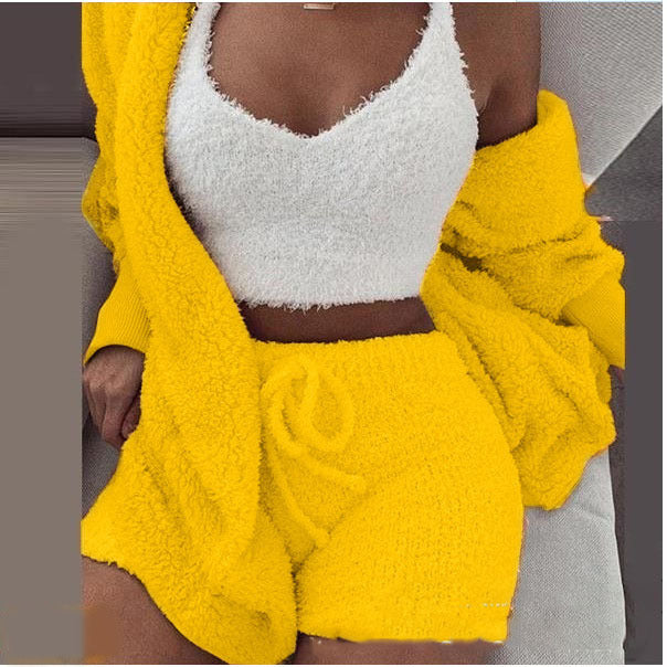 3 Pieces Of Fashionable Ladies Plush Home Clothes by My Store