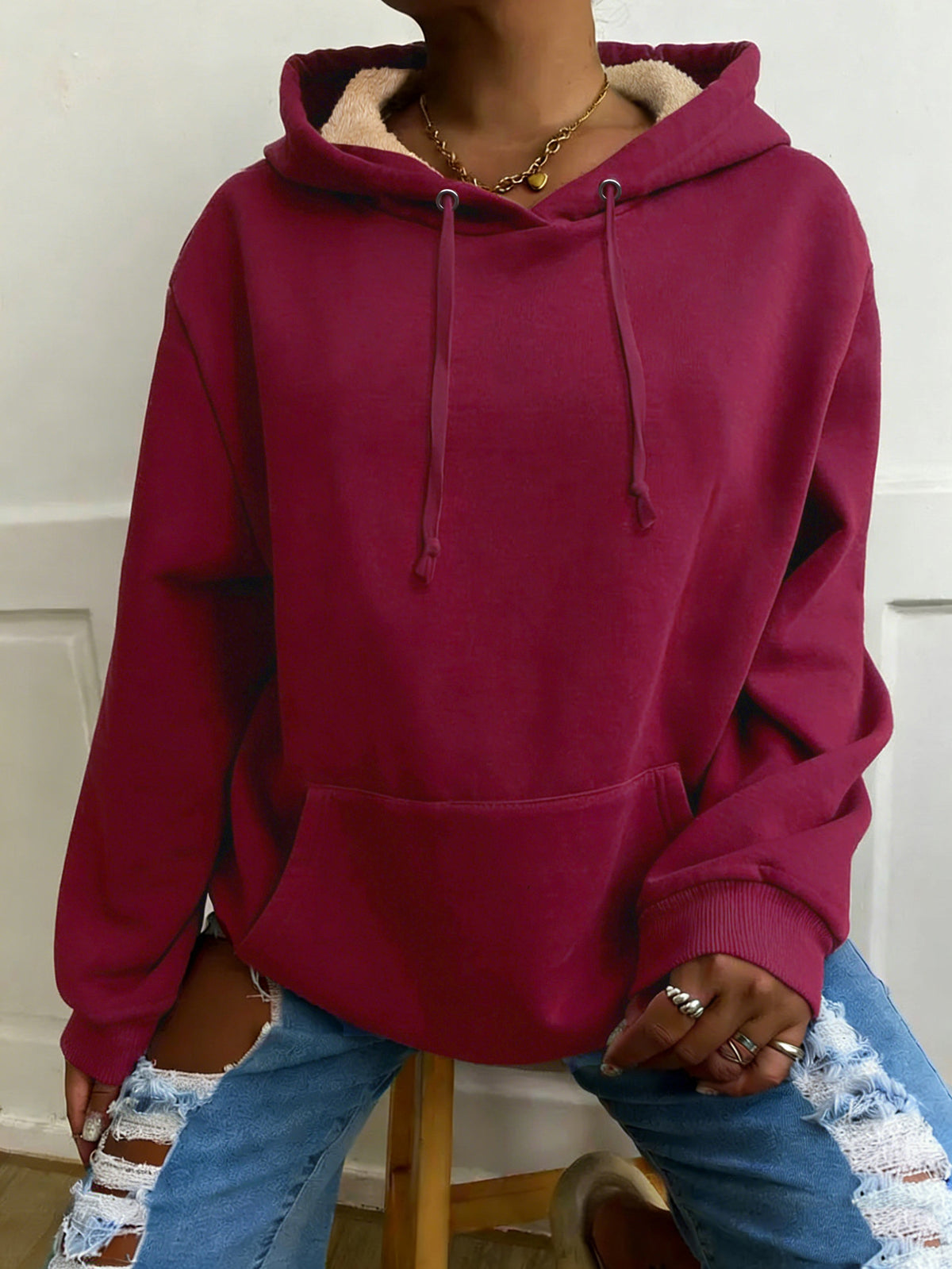 Autumn Winter Fleece-Lined Warm Casual Womens Sweater Zip-Up Jacket by DERILUJA LLC