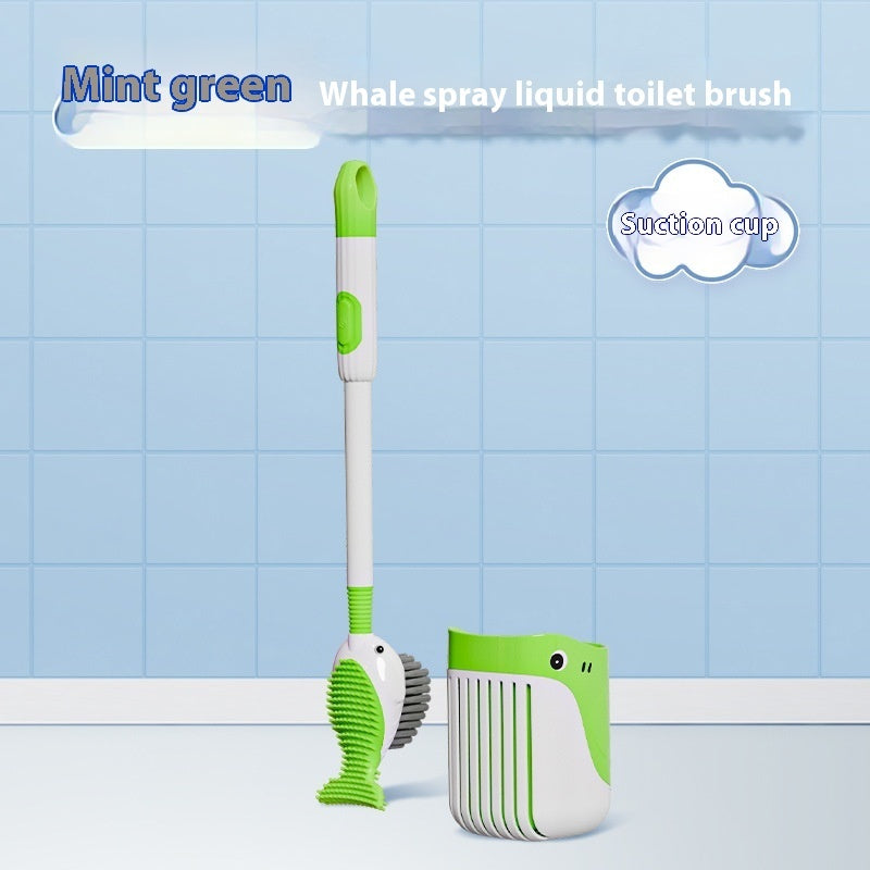 Squirt Whale Toilet Brush 360-Degree Cleaning Brush With Silicone Head Hanging Hole Design Wall-mounted Toilet Brush by DERILUJA LLC