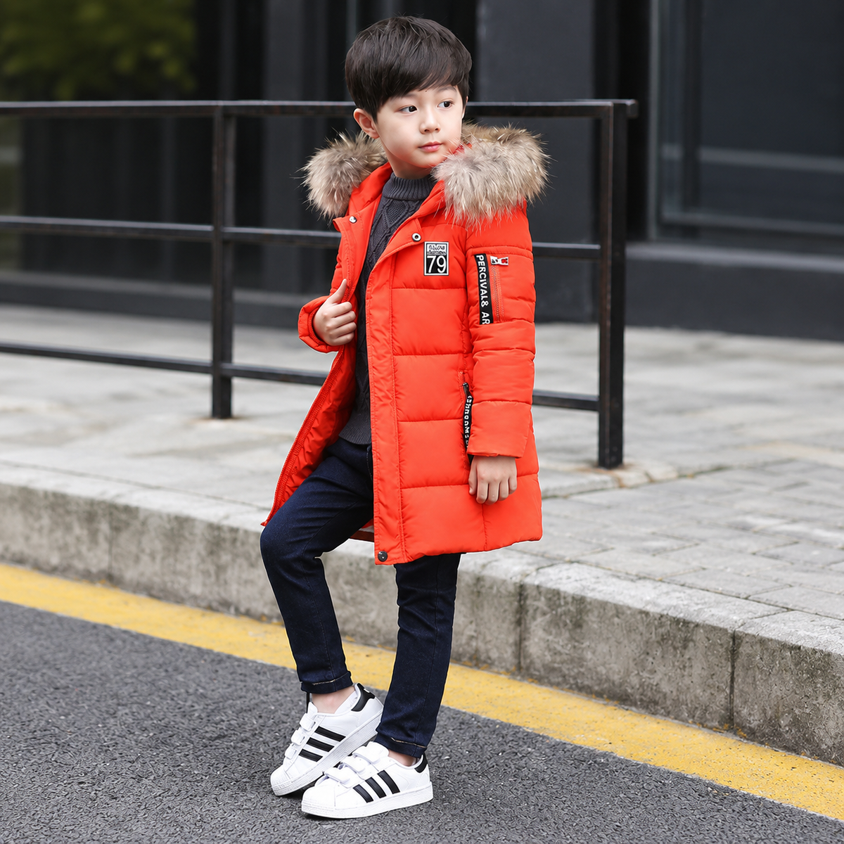 Boys’ Faux-Fur Hooded Long Winter Parka – Warm Puffer Coat