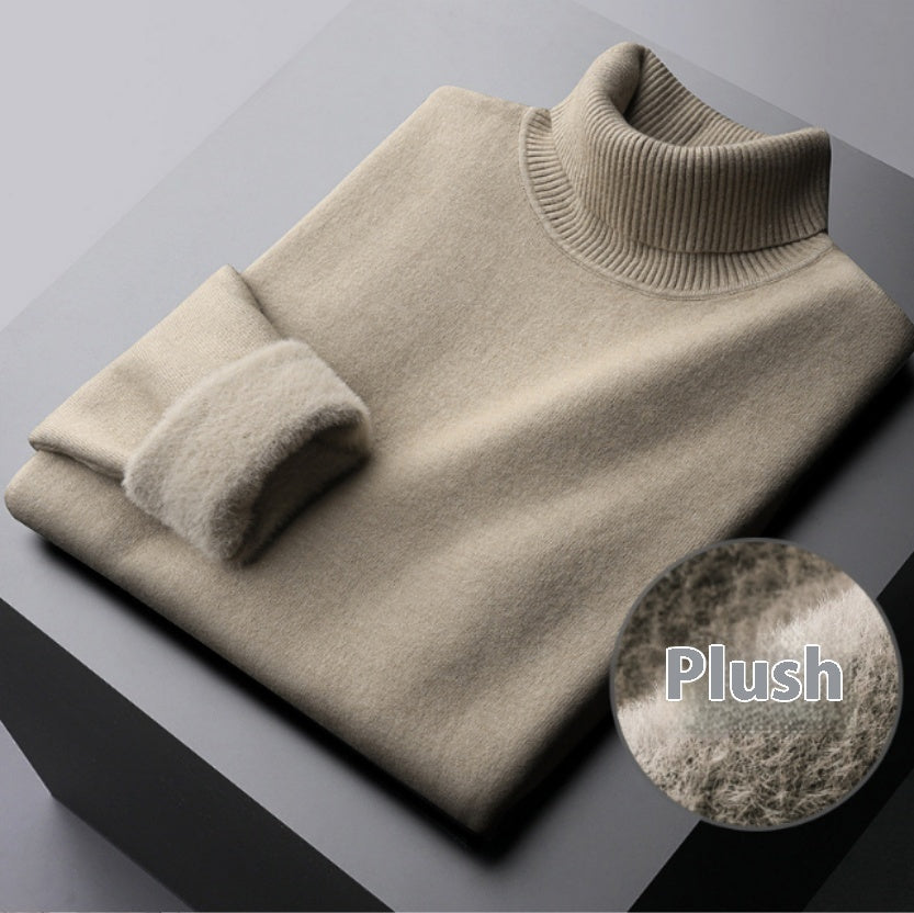 Fleece Turtle Neck Sweater Winter Warm Elegant Thick Knitted Pullover Tops Women's Clothing by DERILUJA LLC