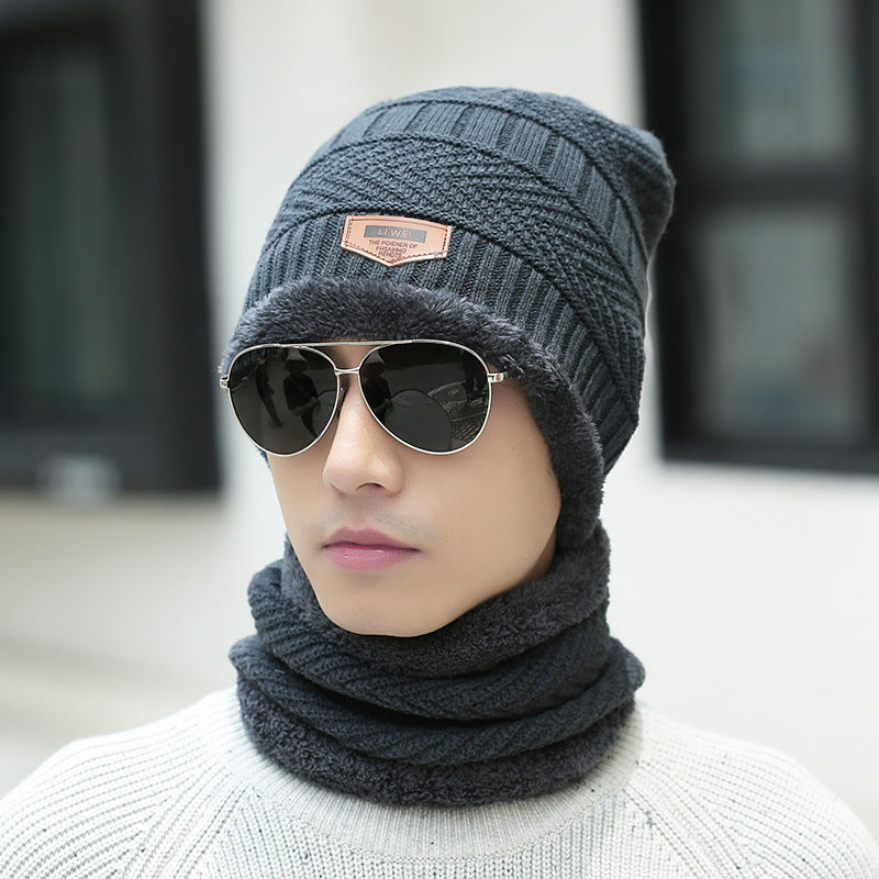 Winter Beanie Hat Scarf Set Warm Knit Hat Thick Fleece Lined Winter Hat Neck Warmer For Men Women by My Store