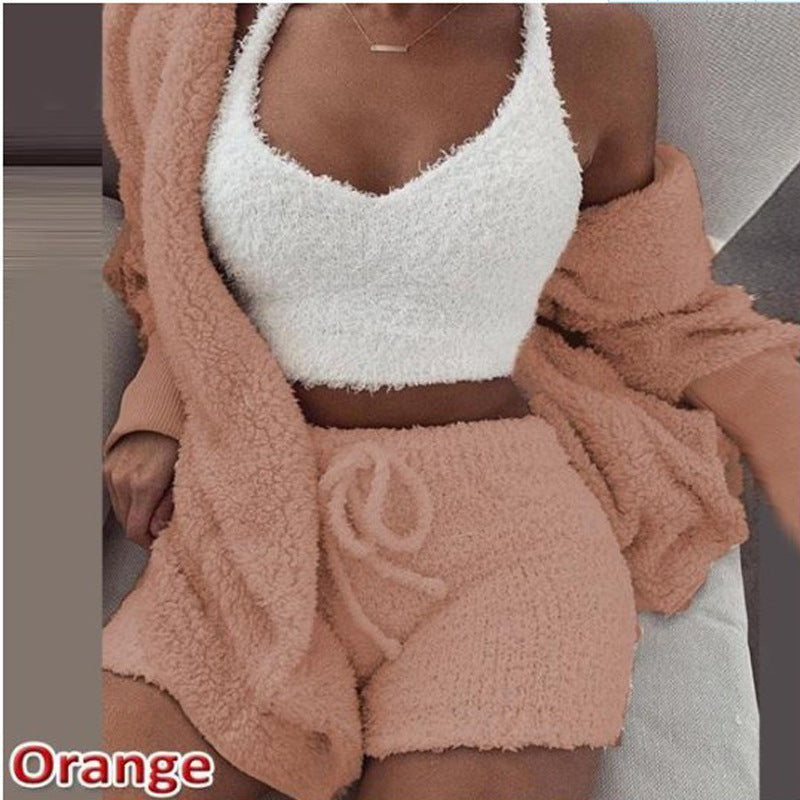 3 Pieces Of Fashionable Ladies Plush Home Clothes by My Store