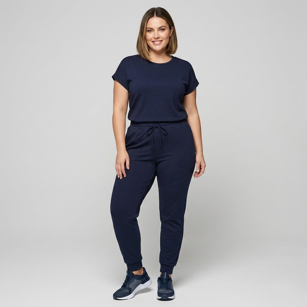 Womens Cross-Border Foreign Trade Fashion Casual Women's Clothing Hot-Selling Solid Color Round Neck Top Pocket Pants Set In Stock by DERILUJA LLC