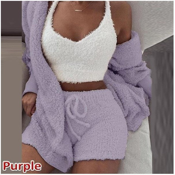 3 Pieces Of Fashionable Ladies Plush Home Clothes by My Store