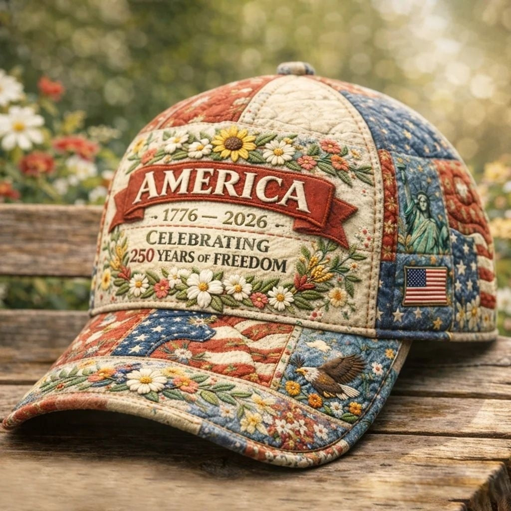 America's 250th Anniversary Rose 3D Printed Baseball Cap For Daily Travel And Independence Day Celebration by DERILUJA LLC