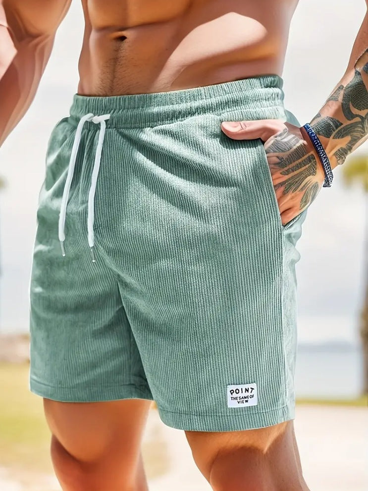 Lace-up Drawstring Shorts Summer Corduroy Sports Short Pants Mens Clothing by DERILUJA LLC
