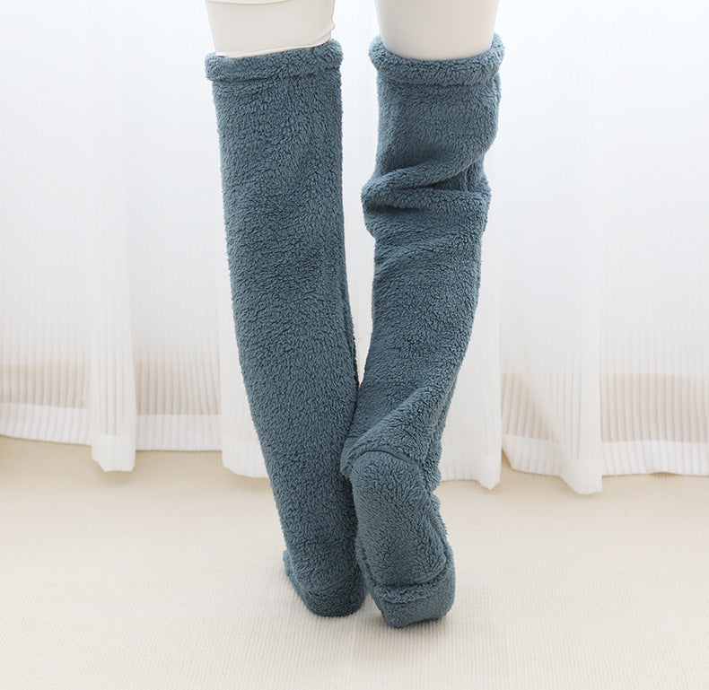 Over Knee High Fuzzy Long Socks Winter Warm Cold Leg Knee Joint Cold-proof Stockings Home Floor Sleeping Socks by My Store