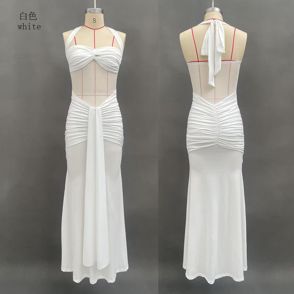 Amazon Cross-Border 2026 New European And American Style Ruched Women's Long Dress, Fashionable And Sexy Backless Bodycon Dress by DERILUJA LLC