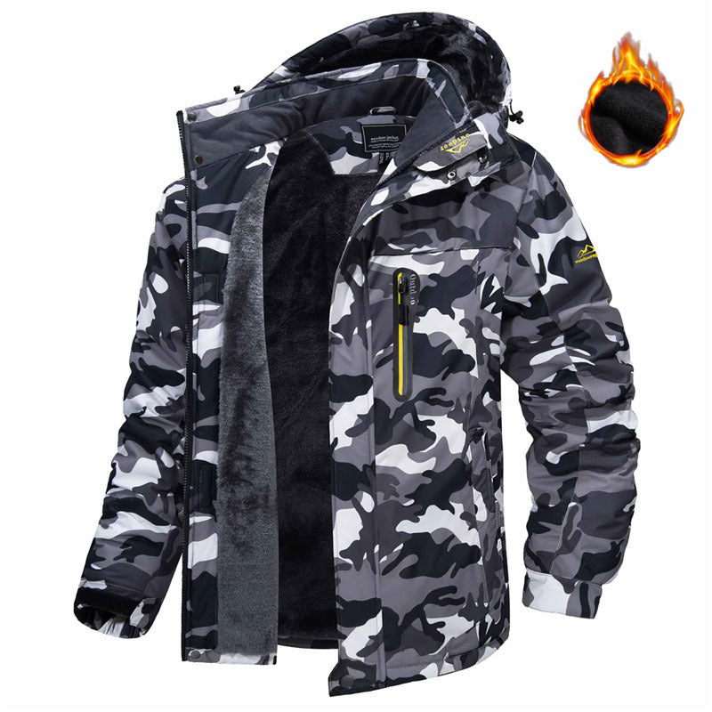 Winter Hooded Jacket Fashion Casual Warm Fleece Coat Windproof Rainproof Parka Windbreaker Men's Top by DERILUJA LLC