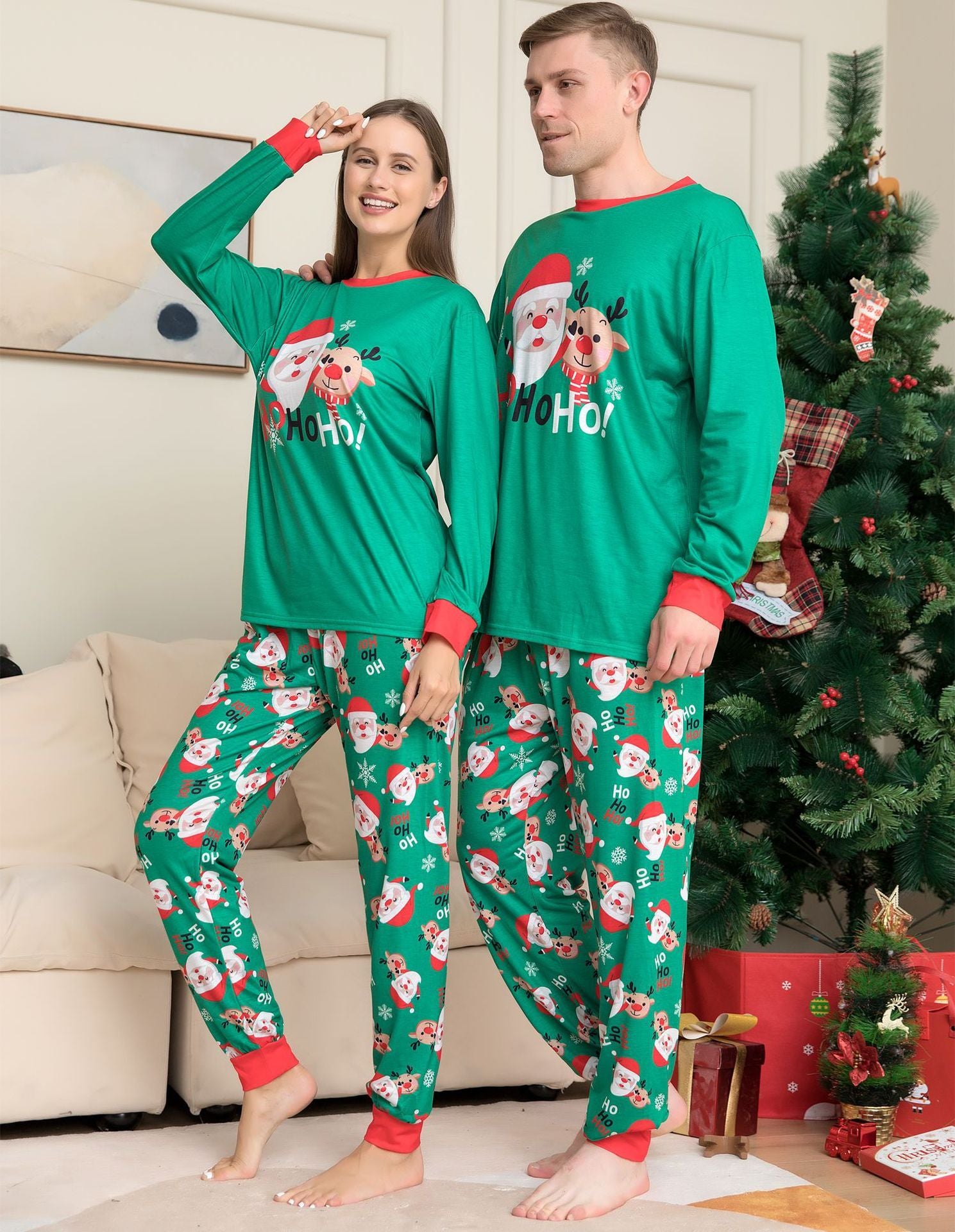 Christmas Pajamas For Family Matching Family Christmas PJs Sets Santa Claus Printed Top Sleepwear by My Store