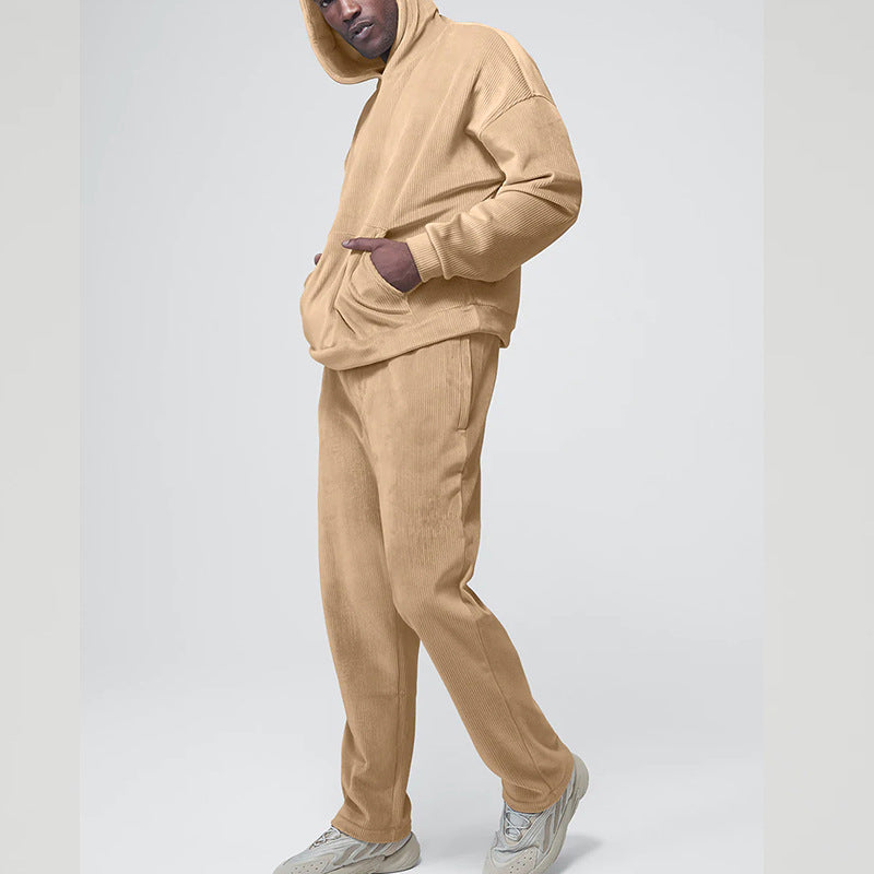 Men's Fashion Casual Plush Sweater Pants Suit by DERILUJA LLC