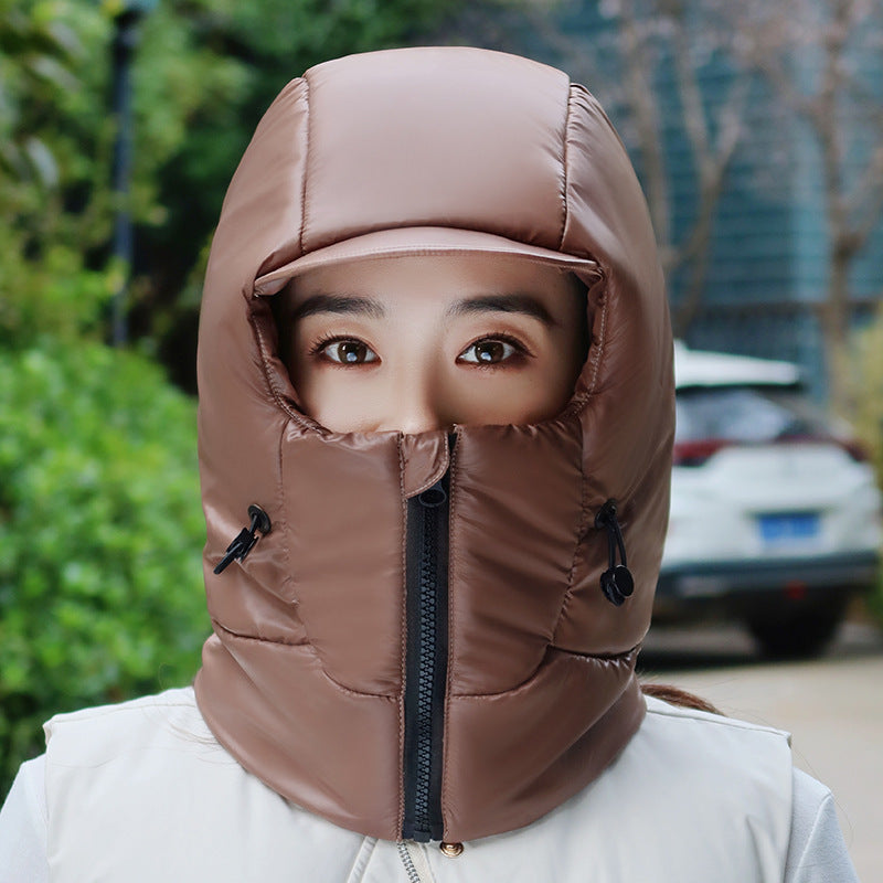 Winter Warm Hat Female Cycling Electric Car Face Care Ear Protection Scarf by DERILUJA LLC