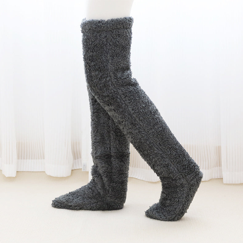 Over Knee High Fuzzy Long Socks Winter Warm Cold Leg Knee Joint Cold-proof Stockings Home Floor Sleeping Socks by My Store