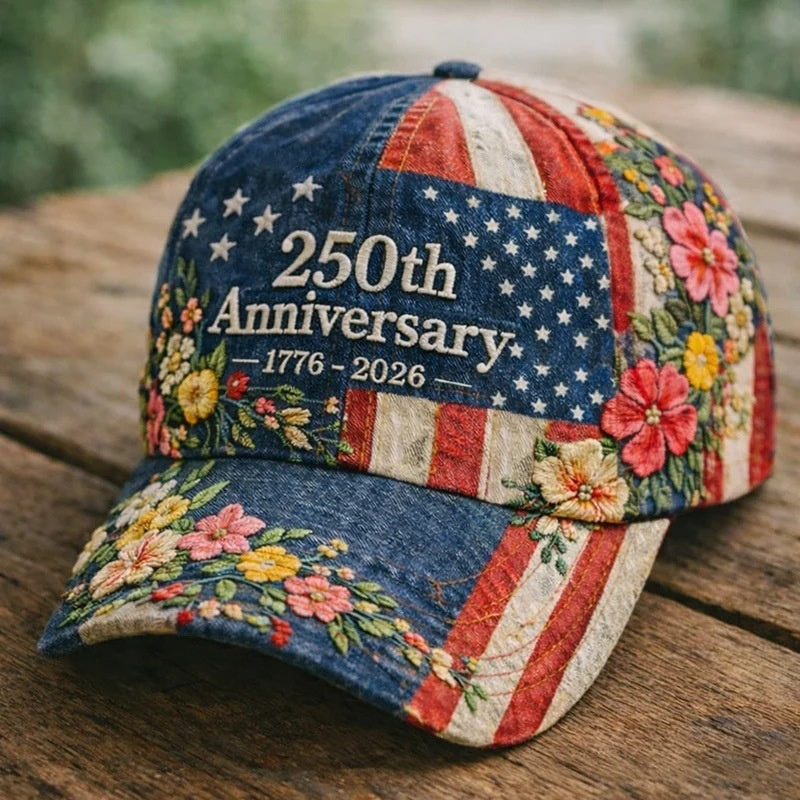 America's 250th Anniversary Rose 3D Printed Baseball Cap For Daily Travel And Independence Day Celebration by DERILUJA LLC