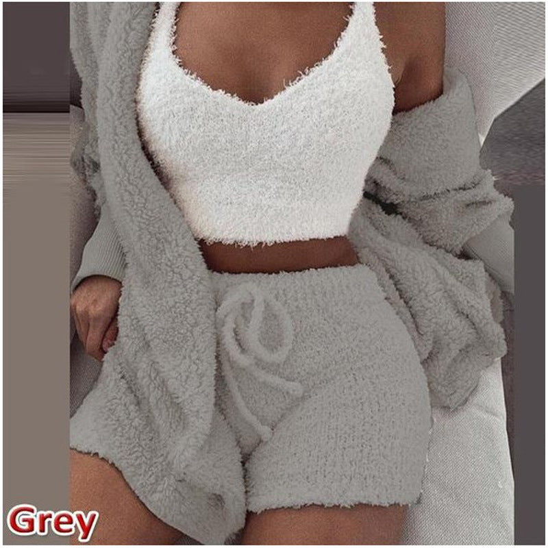 3 Pieces Of Fashionable Ladies Plush Home Clothes by My Store